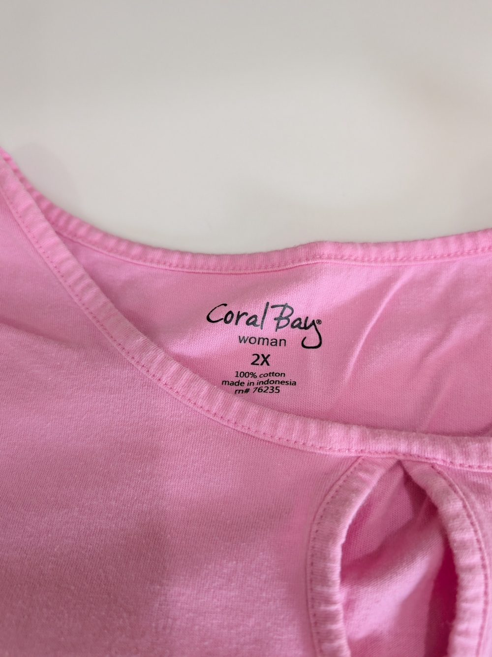 Coral Bay Pink Cotton Tank Top - Women's 2X